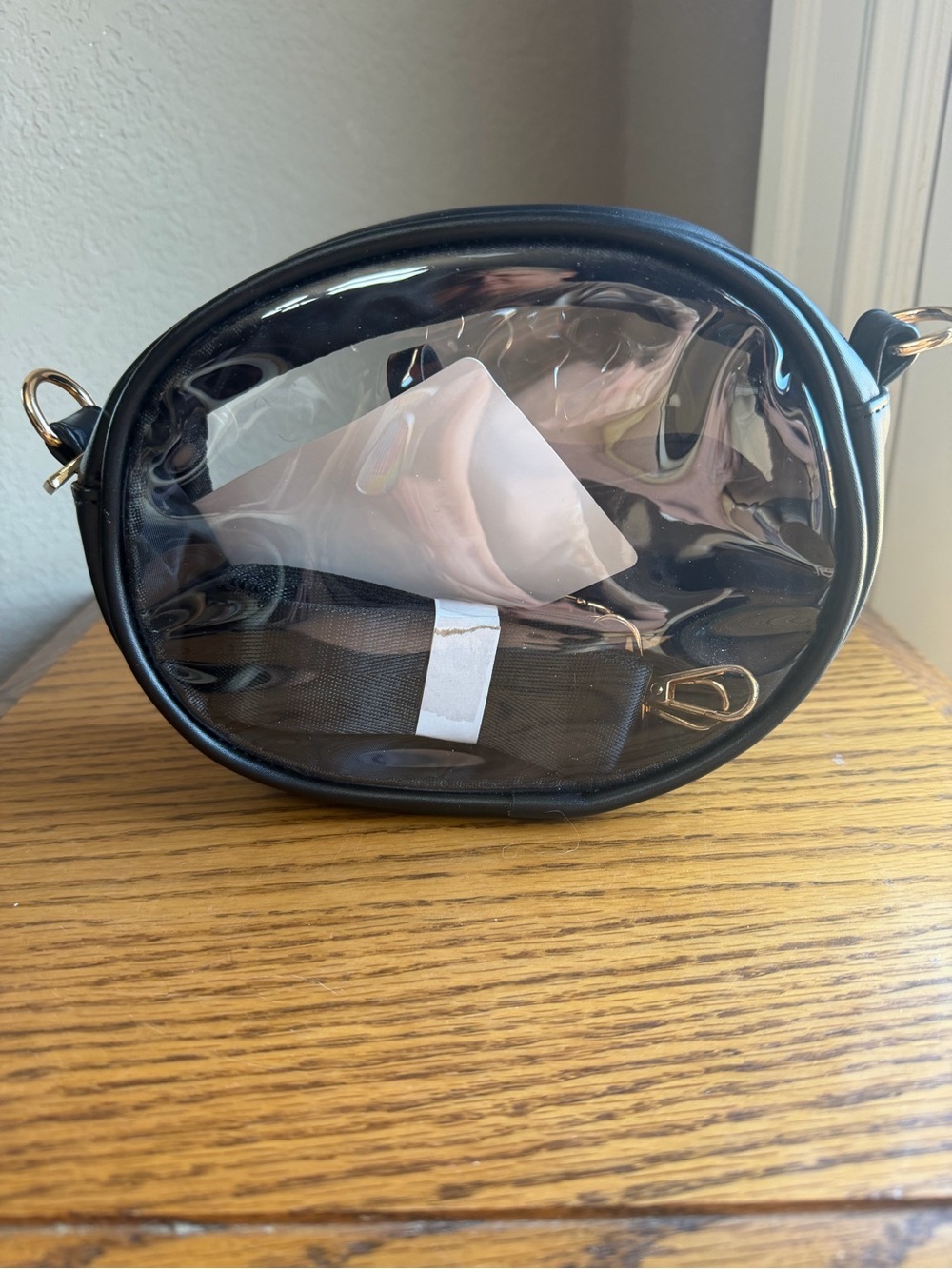 Source Unknown Black Crossbody Bag with Clear Front